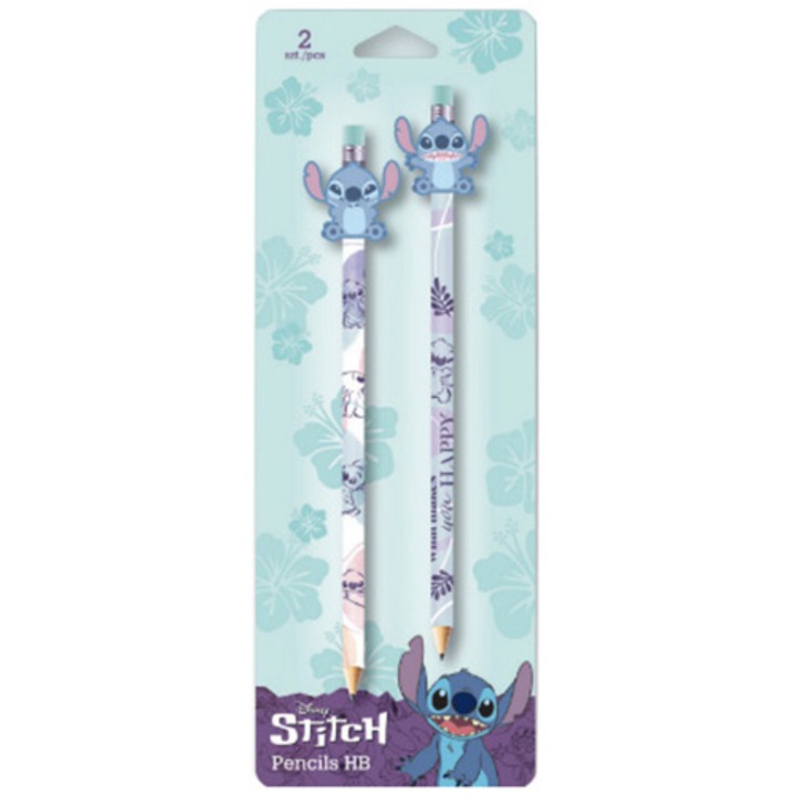 2 db-os ceruzakészlet, Stitch, HB, Fehér - Zöld