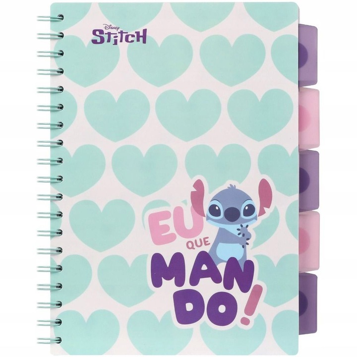 Тетрадка със спирала Stitch, B5, PP, 100 страници, Зелен