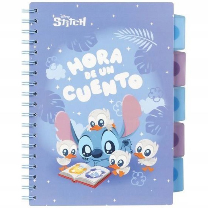 Caiet cu spira, Stitch, B5, PP, 100 file, Albastru