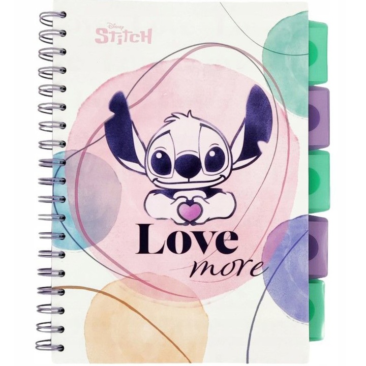 Тетрадка със спирала Stitch, B5, PP, 100 листа, Бял