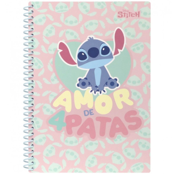 Тетрадка Stitch, С пластмасова спирала, B5, 100 листа, Зелен