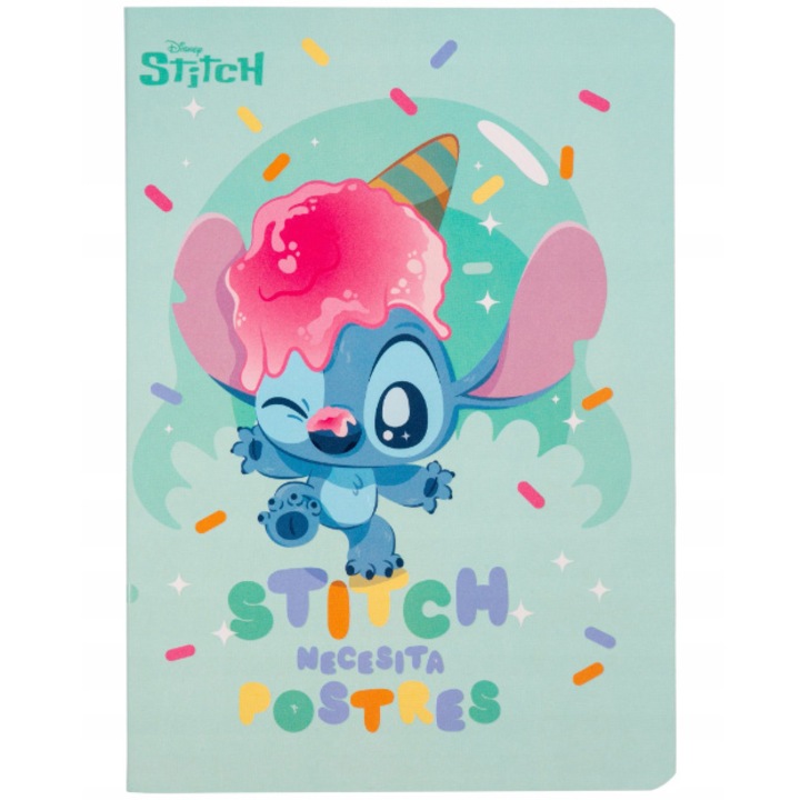 Caiet A5, Stitch, 60 file, Dictando, Verde Pastel