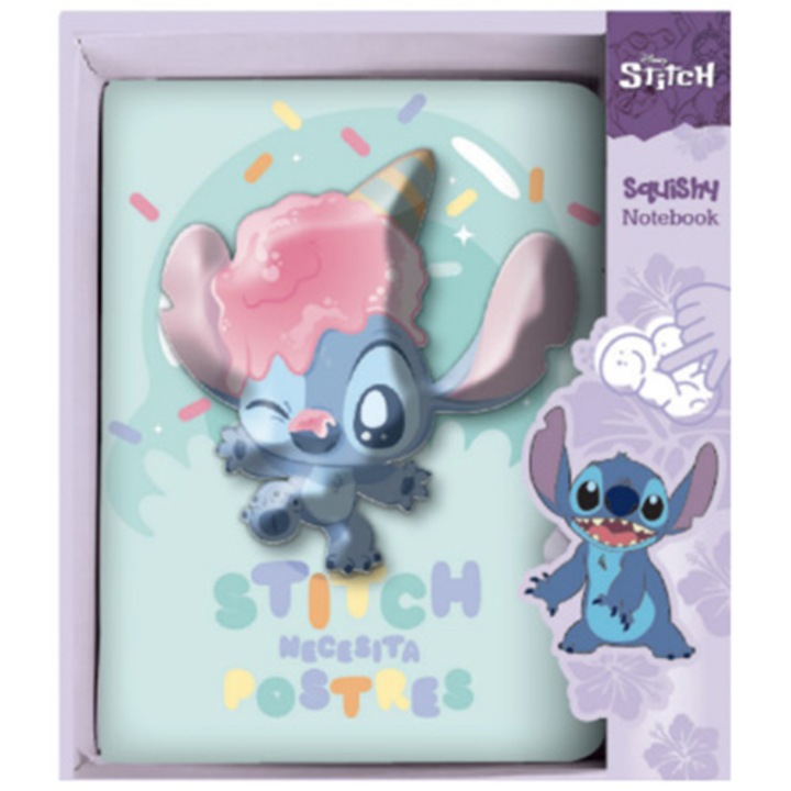 Squishy 3D Stitch B6 jegyzetfüzet, zöld