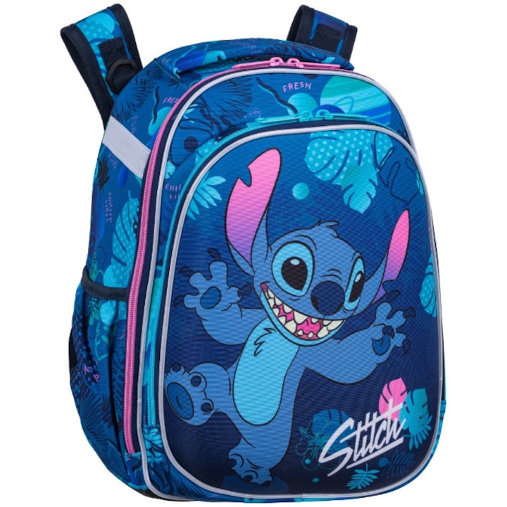 Ghiozdan copii, Stitch, 2 fermoare, 40 x 29 x 16 cm