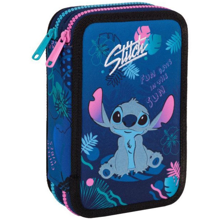 Stitch piperekészlet, felszerelt, 2 cipzár, 35 db, 19,5 x 12,5 x 5 cm