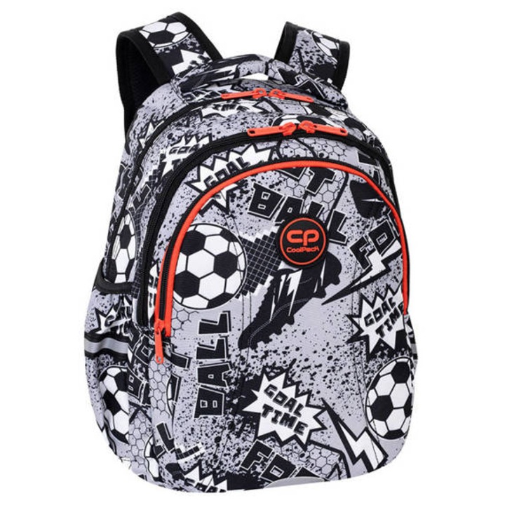CoolPack Hátizsák, szürke labda, 3 rekeszes, 39 x 28 x 17 cm
