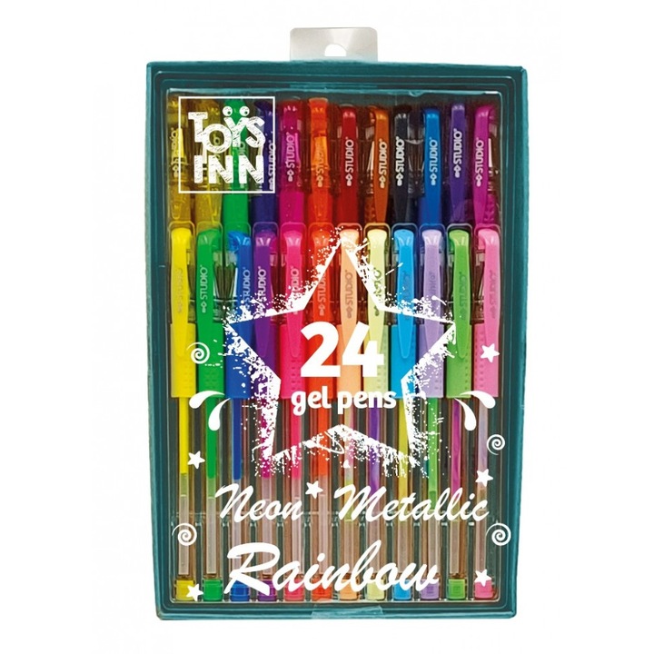 Комплект 24 гел химикалки, Stnux, 24 цвята, 155x220x28mm, Multicolor