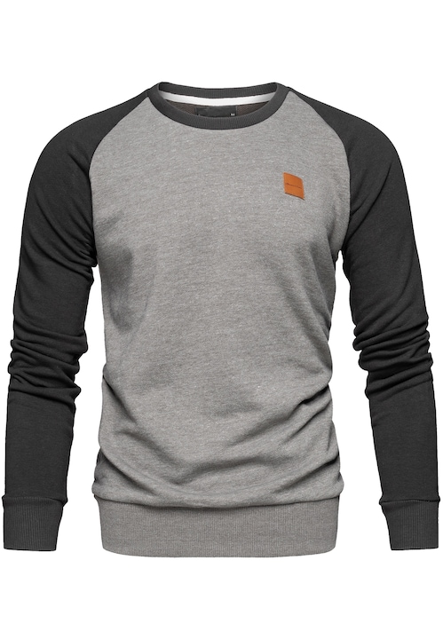 Humy pamut környakú pulóver hosszú szürke ujjal, Szürke