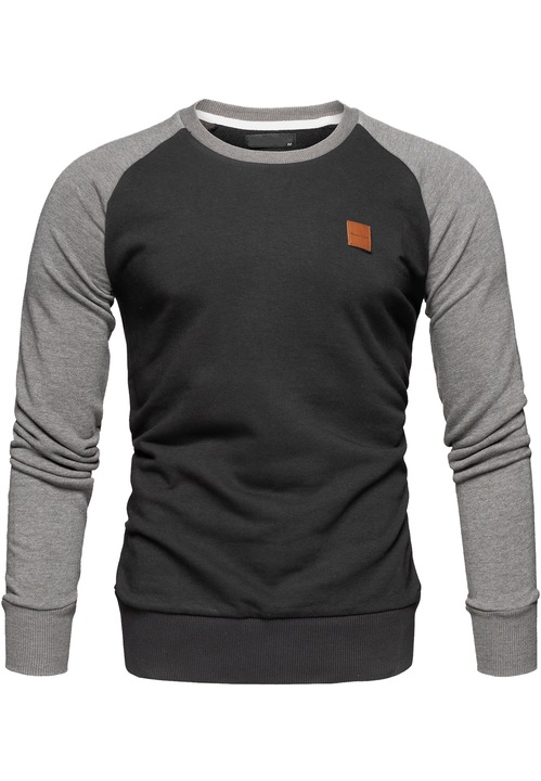 Humy pamut kerek nyakú pulóver fekete színben, Fekete