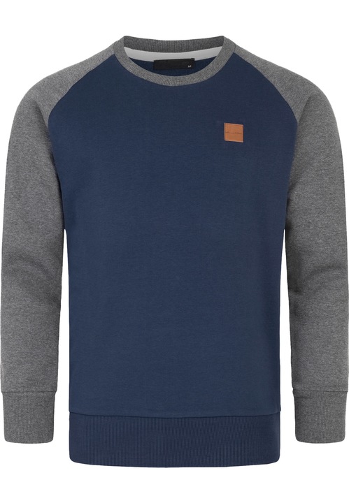 Humy pamut környakú pulóver kék hosszú ujjal, Kék