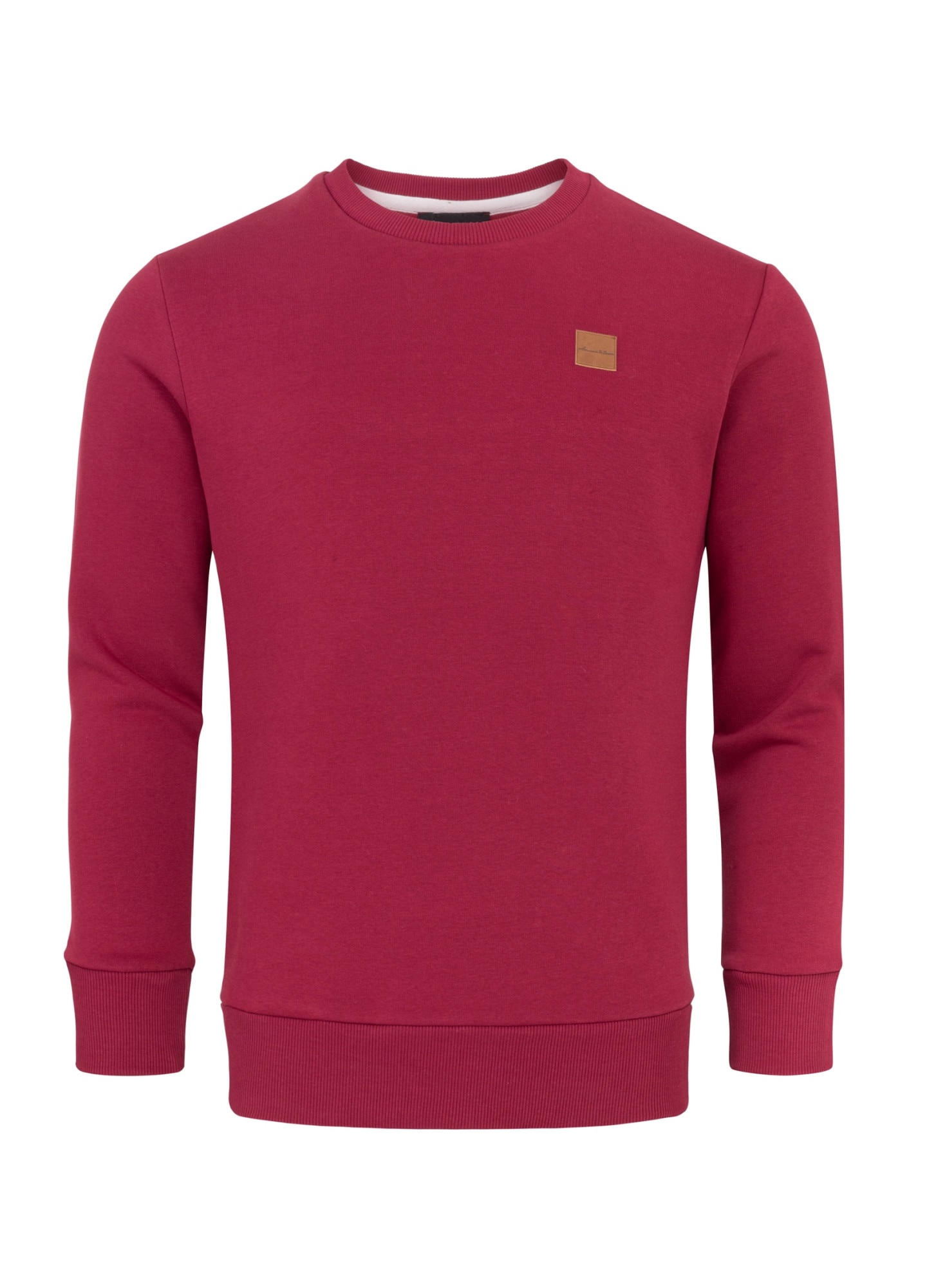 Памучен пуловер Humy с дълъг ръкав с обло деколте Бордо, L INTL