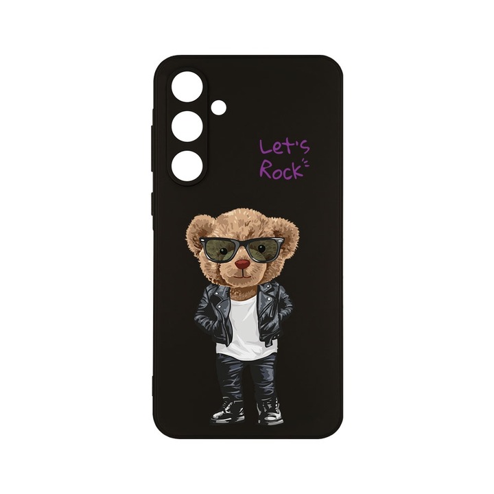 BestCase Slim Szilikon 0.8mm telefontok, kompatibilis modell Samsung Galaxy M15 5G / Galaxy F15 5G, Let's Rock Teddy Bear, Kamera védő, c-B 929