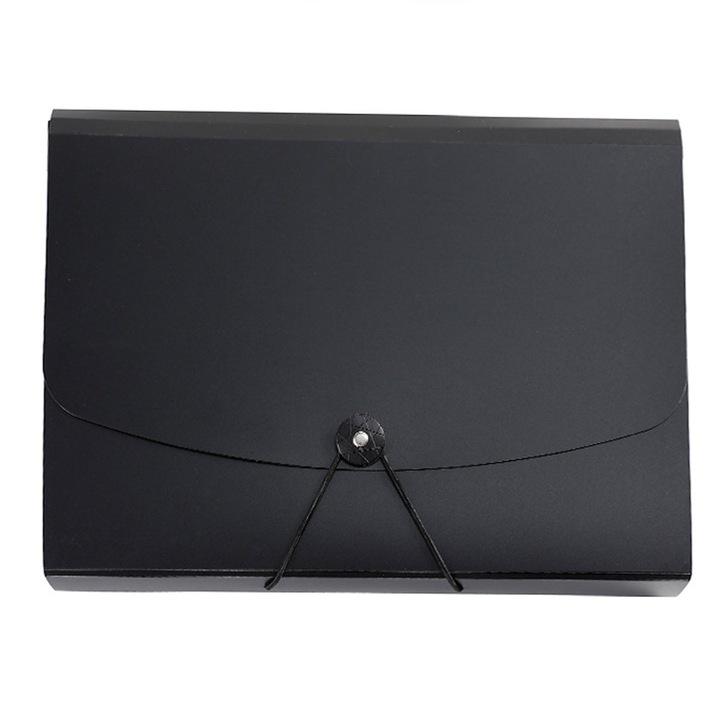 Разтегателен органайзер за документи, QttvbTna, пластмаса, 33x24,8 см, черен