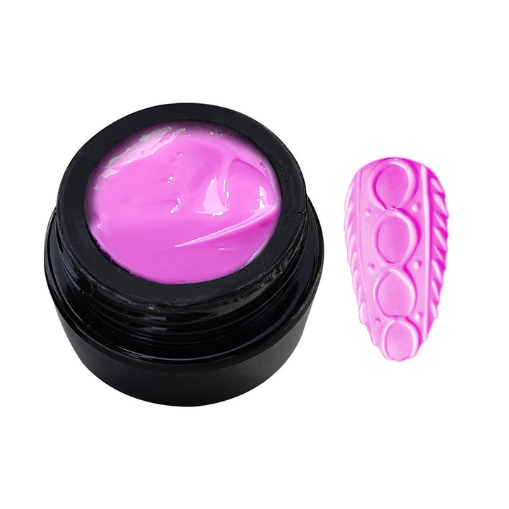 Gel pentru constructie unghii, 3D Builder, Nail Art, Embossed Carve, Nr. 03, Mov, 5g