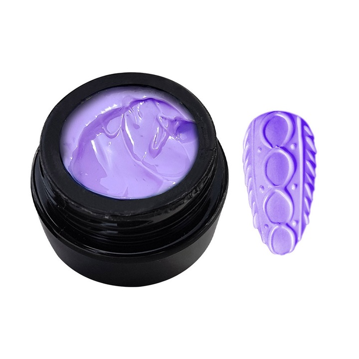 Gel pentru constructie unghii, 3D Builder, Nail Art, Embossed Carve, Nr. 05, Mov, 5g