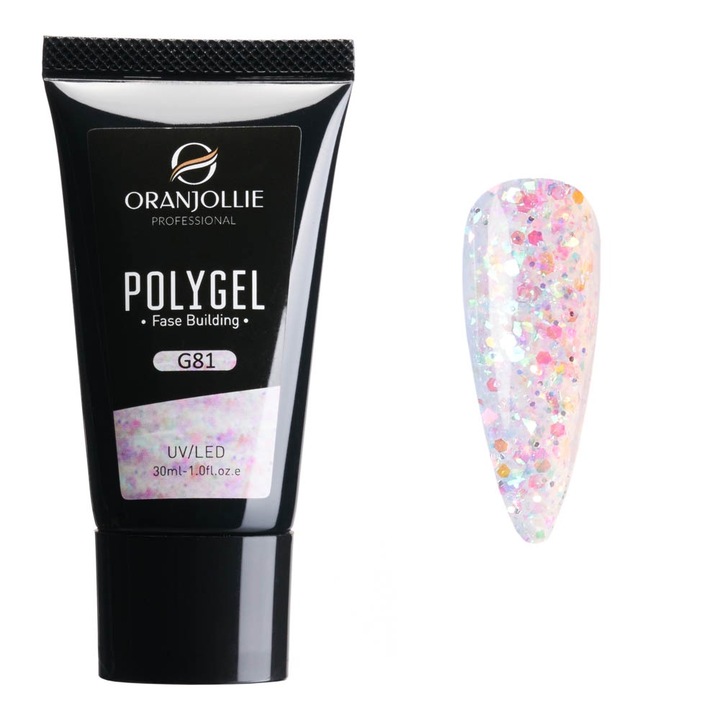 Polygel Constructie Unghii, Aspect Sclipici, UV/LED, Nuanta Nr.G81, 30ml