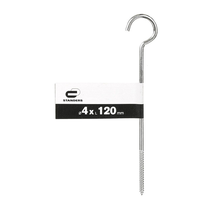 Surub pentru lemn Standers, cu inel deschis, otel zincat, 4 x 120 mm