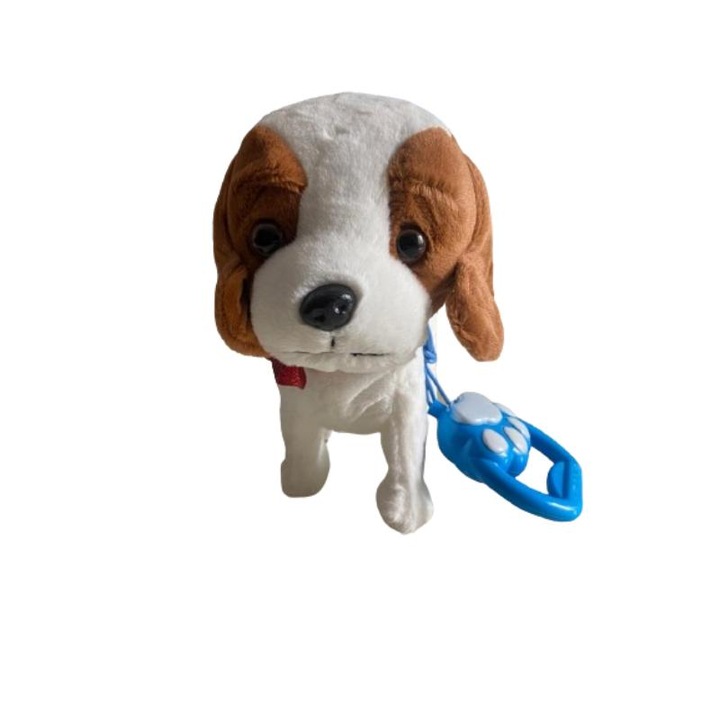 Интерактивно куче Тоби с папийонка и каишка, ходи и лае, 23 см, 2 години +