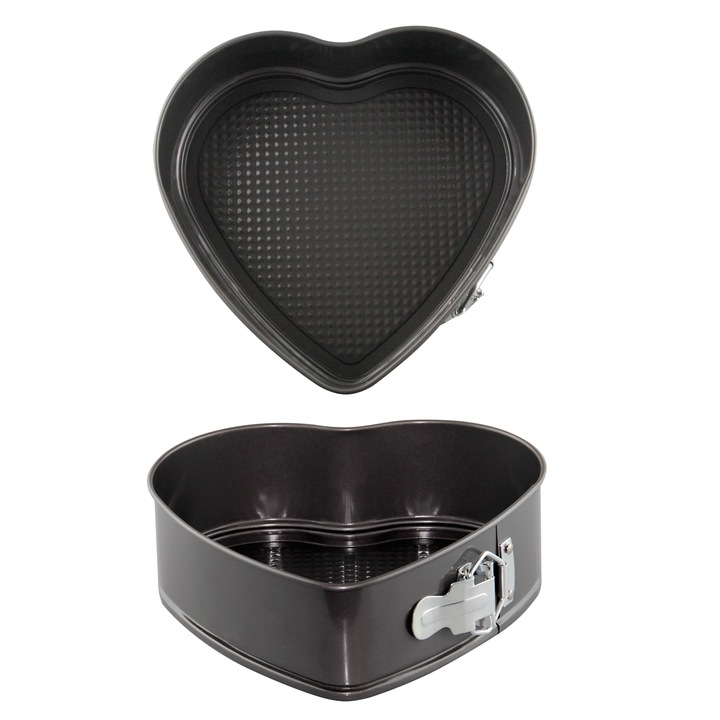 Форма за блат Bakery, Сърце, с подвижно дъно, 20x22xh7cm, Сив
