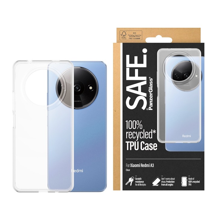 Biztonságos tok Xiaomi Redmi A3-hoz, átlátszó