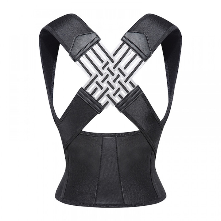 RUIOMII tartásjavító, tartásjavító, vállnyílás, széles derékpánt, kényelmes támaszték, unisex, fekete, XL