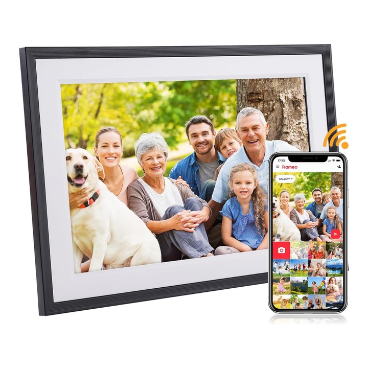 Цифрова фоторамка WIFI Y101 BIRAI, 10,1 инчов сензорен екран, 32 GB, четириядрен процесор RK316, RAM 1 GB, 1280x800 HD IPS резолюция, Android 6.0, приложение Frameo, microSD, USB слот, 1080p/60fps, MP3/MP4, Множество потребители, високоговорител, черен