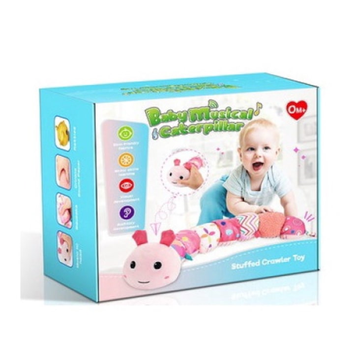 Jucarie de plus muzicala ATOPDREAM, omida cu sunete diverse, roz, pentru bebelusi