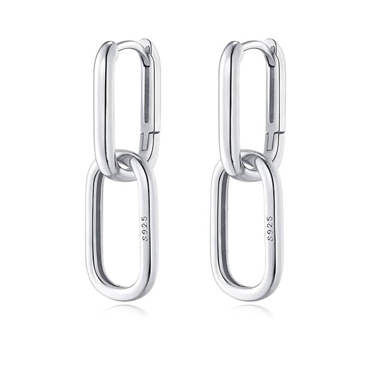 Hytireby Réz fülbevaló, ovális, ráerősített, ezüst színű