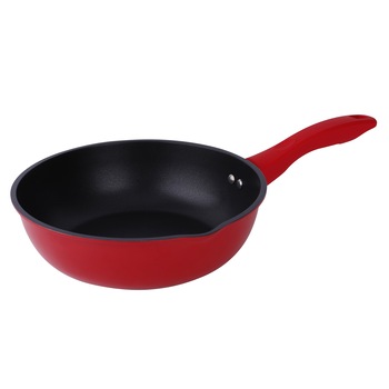 Tigaie wok Amercook Basic, compatibila cu toate sursele de caldura, inductie, 26 cm, rosie