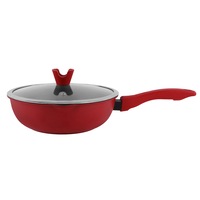 Tigaie wok cu capac Amercook Basic, compatibila cu toate sursele de caldura, inductie, 26 cm, rosie