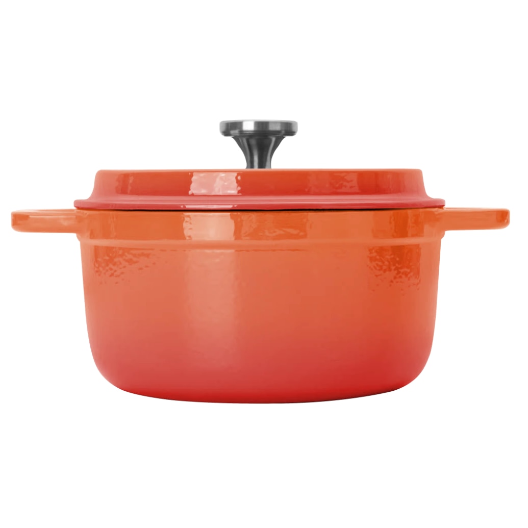 Oala cu capac Amercook IPot, fonta emailata, inductie, 24 cm, 4.6 l, Portocaliu
