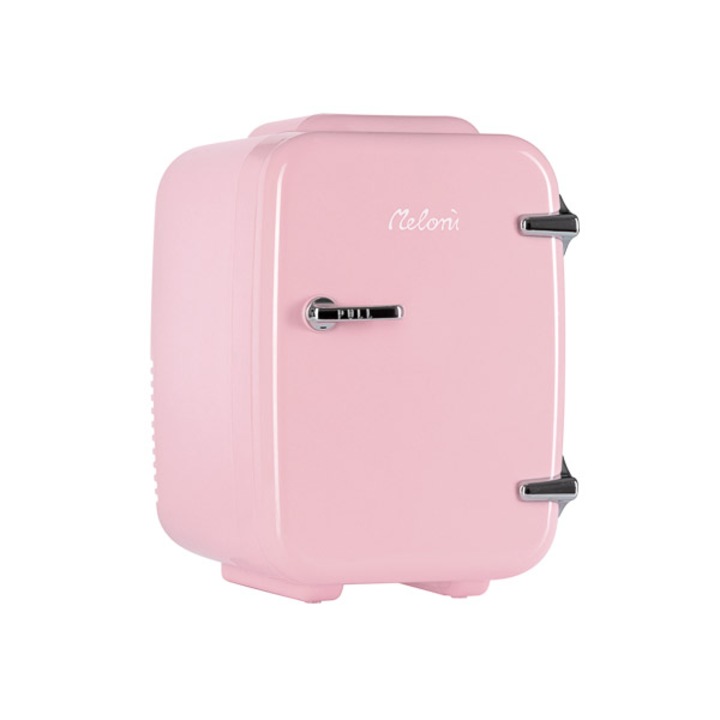 Mini frigider portabil, Meloni, dubla functie racire/incalzire, 4L, roz