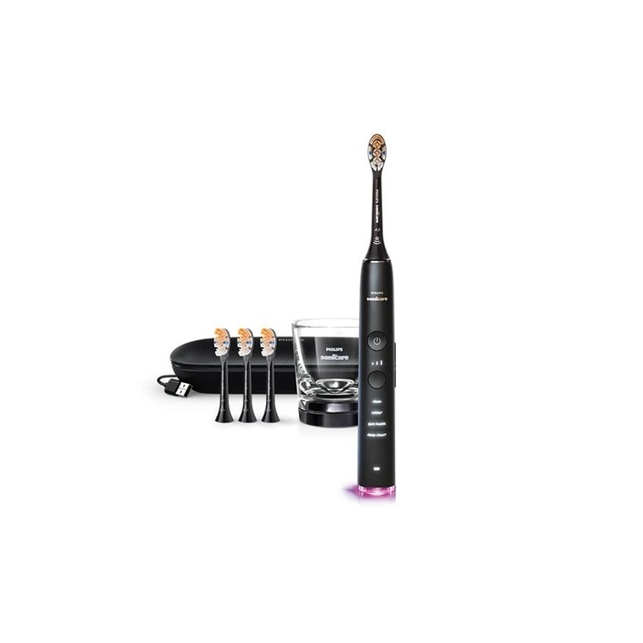 Periuta de dinti electrica Philips Sonicare DiamondClean Smart 9400 HX9918/89, Senzor presiune, Senzor detectare capat de periuta, 4 moduri de periaj, 3 nivele intensitate, Negru