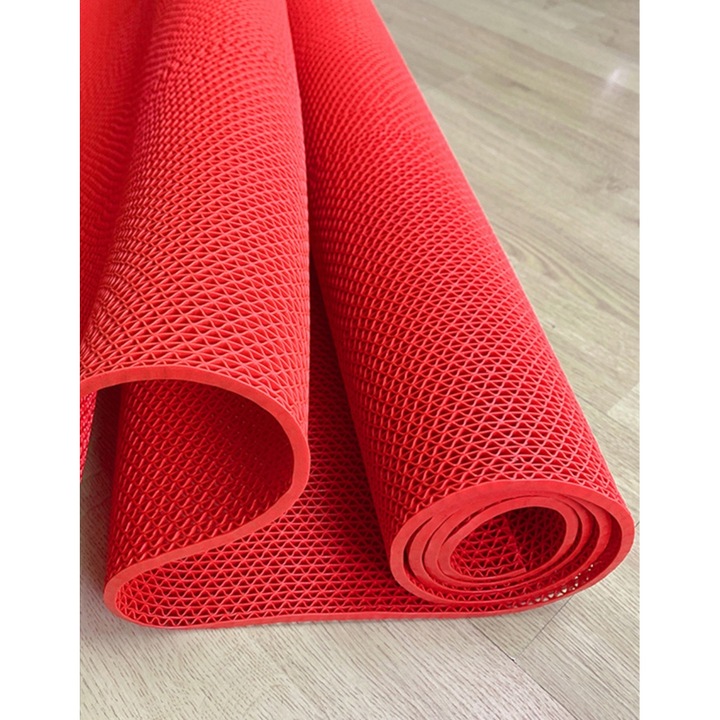 Covor antiderapant, din PVC, 6 metri, Rosu