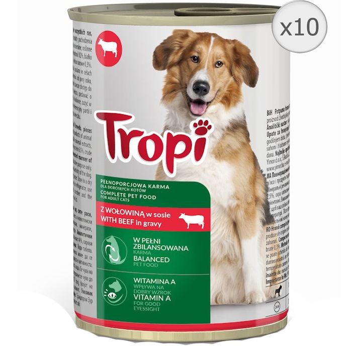 Hrana umeda pentru caine adult, TROPI cu Vita, Conserva 10x415g