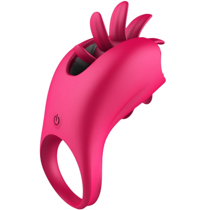 enkourakoko péniszgyűrű, klitorisz stimuláló, nyelvforgató, szilikon, vízálló, piros