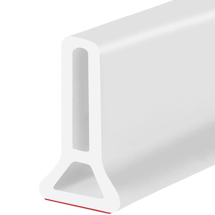 Самозалепващ душ праг 1м за душ кабината, Axroad Mall, Устойчив на плесен и вода, Мека текстура, Може да се деформира при огъване на 360°, Лесна за почистване свободна дължина, За баня или кухня, Пластмаса, 3×5 см, Бял