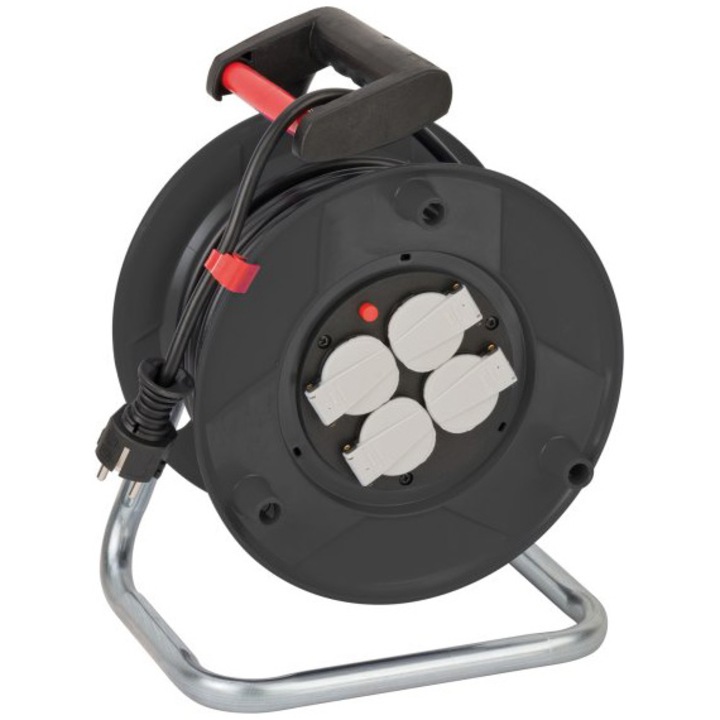 Prelungitor cu tambur Brennenstuhl Garant Export, 4 prize, IP20, H05VV-F 3G1.5, 25m, Negru