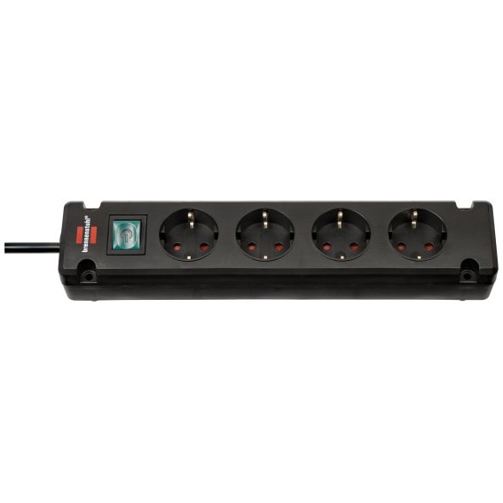 Prelungitor Brennenstuhl Bremounta, cu intrerupator iluminat, 4 prize, IP20, H05VV-F 3G1.5, 1.5m, Negru