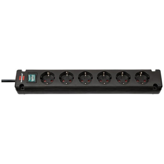 Prelungitor Brennenstuhl Bremounta, cu intrerupator iluminat, 6 prize, IP20, H05VV-F 3G1.5, 3m, Negru