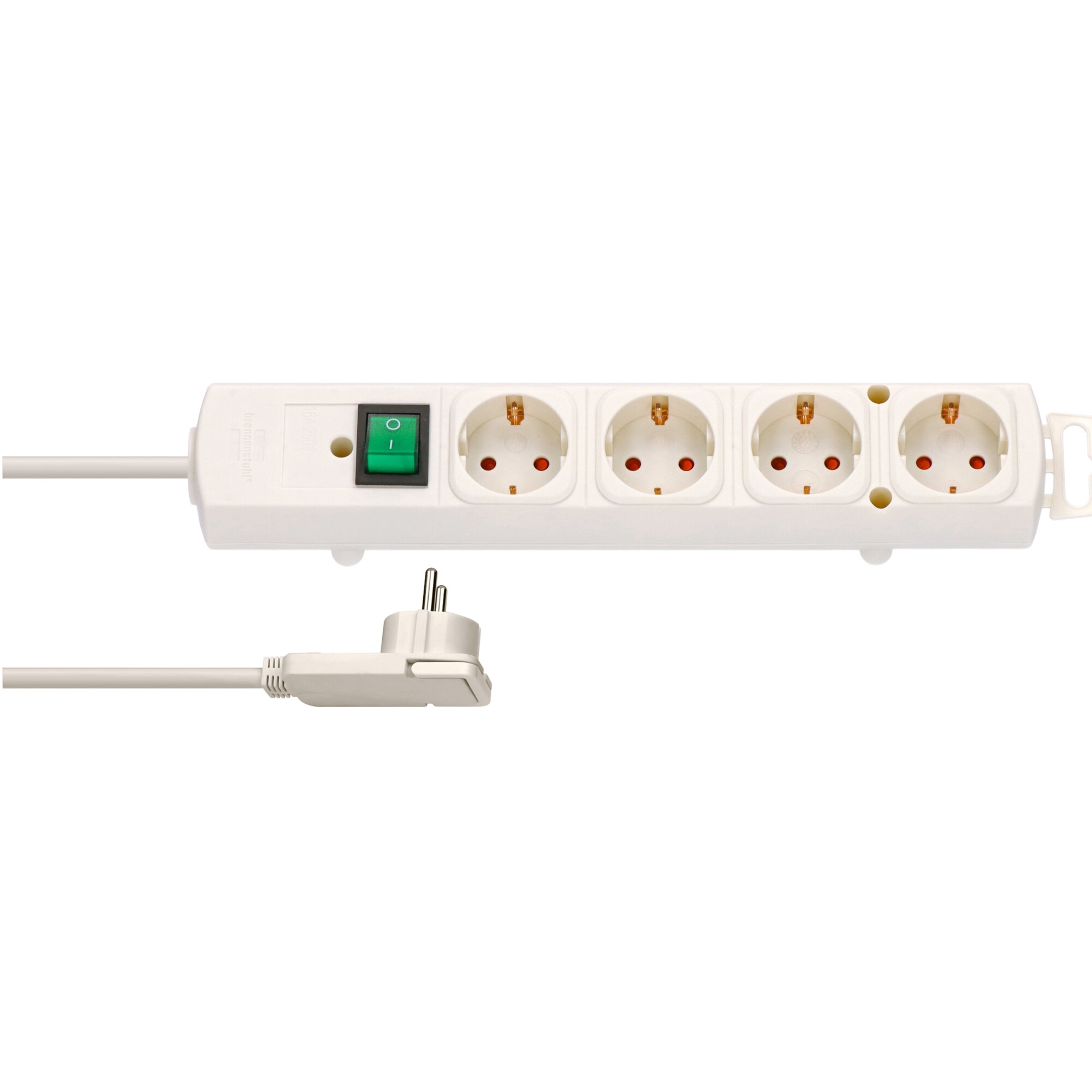 Prelungitor Brennenstuhl Comfort-Line Plus, cu stecher plat, intrerupator iluminat, 4 prize, IP20, H05VV-F 3G1.5, 2m, Alb