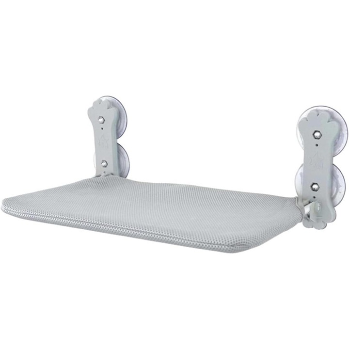 Culcus pisica FUIENKO, hamac fereastra, pliabil, cu ventuze puternice, gri, 45x30cm