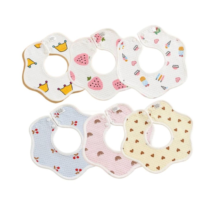 6db RUIOMII baba előke készlet, hatékony felszívódású, forgatható, állítható, sokszínű