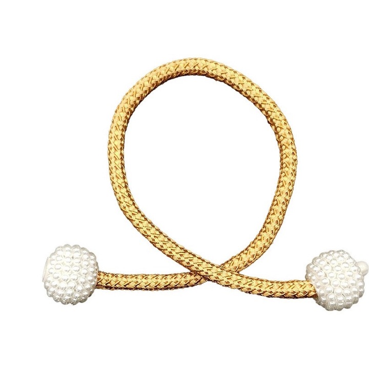 Set 2 agrafe magnetice pentru perdele FUIENKO, poliester/plastic, auriu