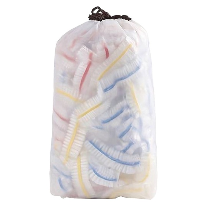 300 db-os élelmiszeres zacskó készlet elasztikus, 24 cm átmérőjű, nagyon ellenálló, élelmiszerek lefedésére, fedél típusú, műanyag, újrafelhasználható, átlátszó PE