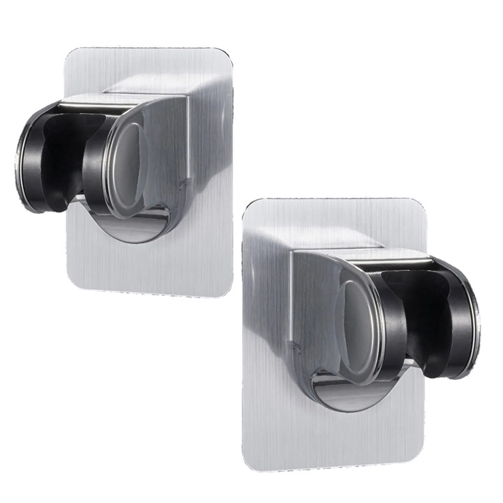 Set doua bucati suport para dus cu adeziv plastic ABS cromat