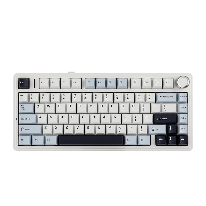Механична геймърска клавиатура, Aula F75 бяло Hotswap RGB уплътнение, Bluetooth/безжична връзка, бяло