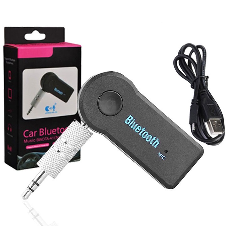 Адаптер, Bluetooth 5.0, аудио приемник с 3,5 mm AUX порт, преносим, съвместим с всяко устройство, за кола, аудио система, високоговорители