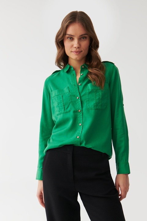 Tatuum, Camasa din lyocell cu buzunare pe piept Korsana, Verde