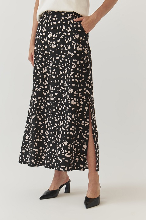 Tatuum, Fusta maxi cu slit lateral Alexa, Negru/Crem